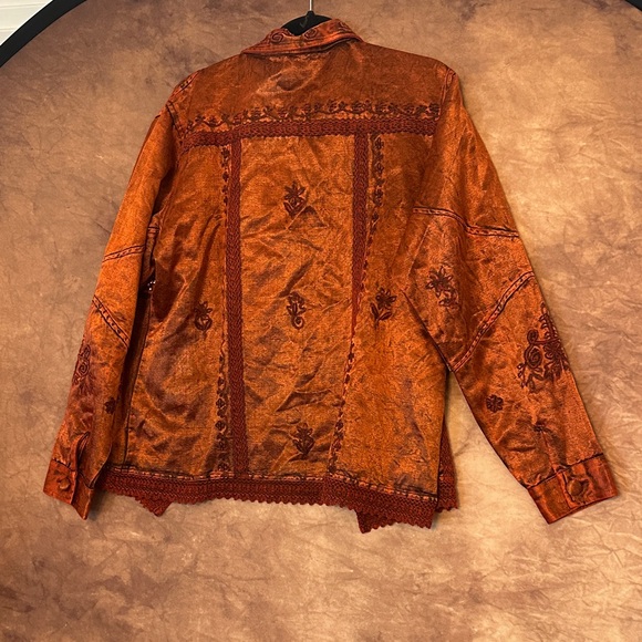 Autumn Embroidered Women's Jean Jacket in Copper - Picture 7 of 7